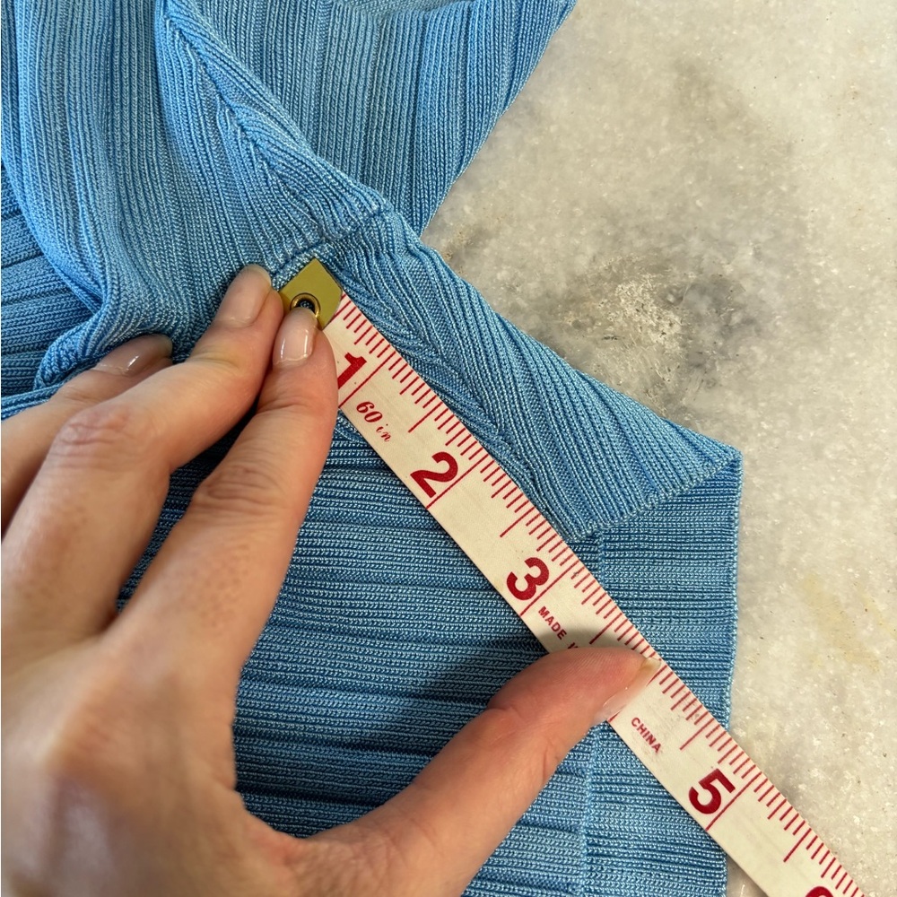Nanushka Malena Knit Long Shorts in Blue Sz L #0477 - Picture 11 of 11